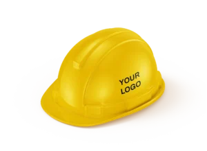 Yellow hard hat with logo